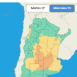 El SMN emitió un alerta amarilla para Entre Ríos para este miércoles 23