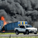 Dos camiones chocaron y se incendiaron en la Ruta 9 a la altura de Campana: hay cinco muertos